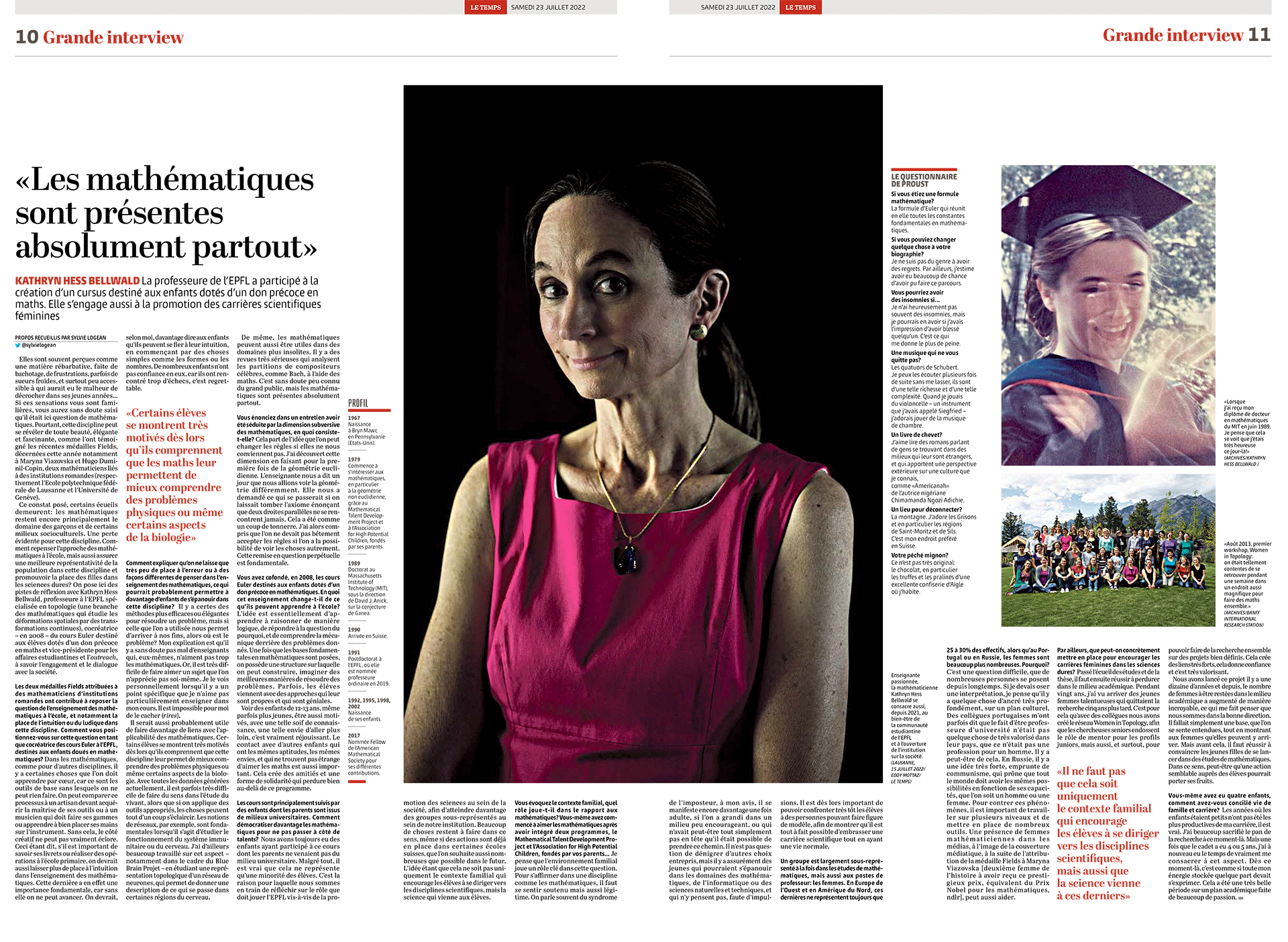 Double page Grande interview for Le Temps